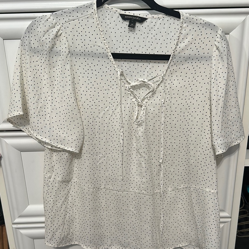 White Polka Dot Top